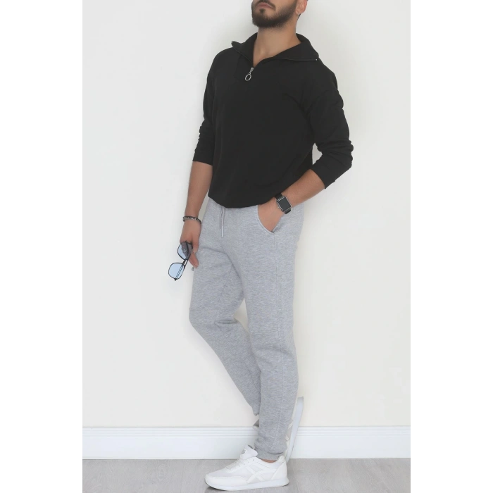 3 İplik Şardonlu Kargo Cepli Erkek Eşofman Altı Gri - 42652.1937.