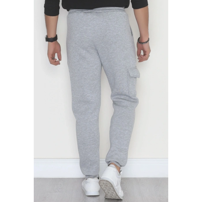 3 İplik Şardonlu Kargo Cepli Erkek Eşofman Altı Gri - 42652.1937.