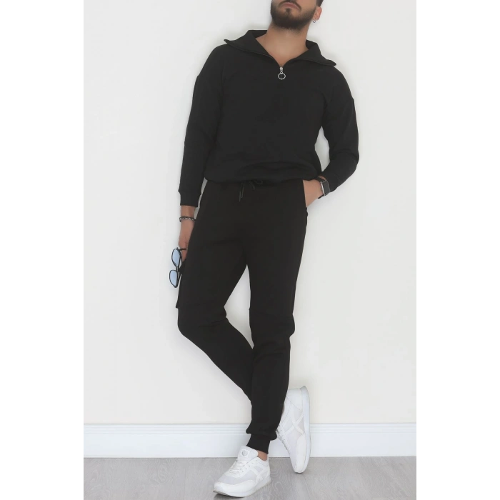 3 İplik Şardonlu Kargo Cepli Erkek Eşofman Altı Siyah - 42652.1937.