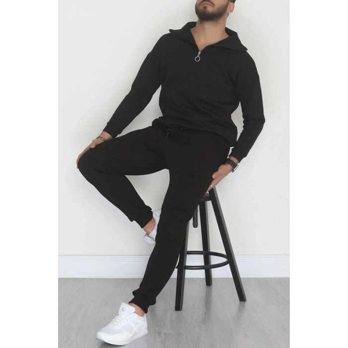 3 İplik Şardonlu Kargo Cepli Erkek Eşofman Altı Siyah - 42652.1937.