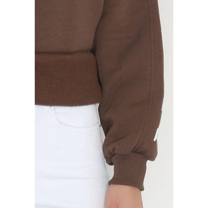 3 İplik Şardonlu Oversize Sweat Kahve - 50922.1878.