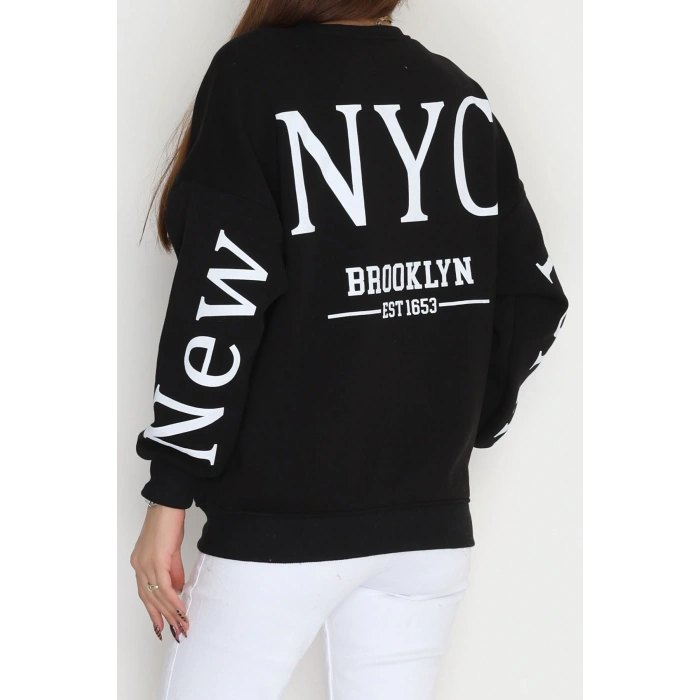 3 İplik Şardonlu Oversize Sweat Siyah - 50922.1878.