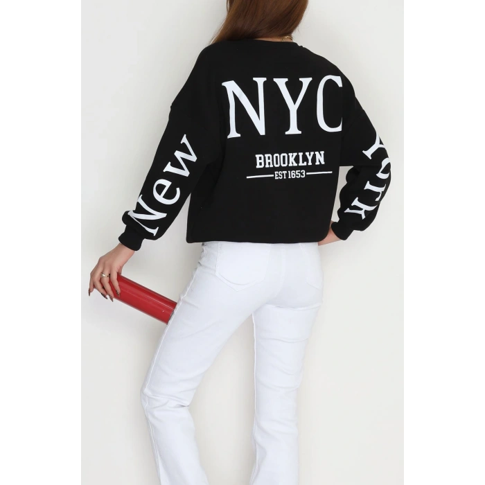 3 İplik Şardonlu Oversize Sweat Siyah - 50922.1878.