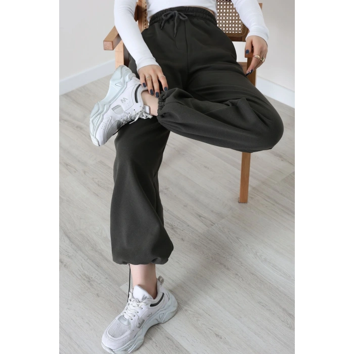 3 İplik Şardonlu Paça Stoperli Eşofman Altı Haki - 52069.2113.