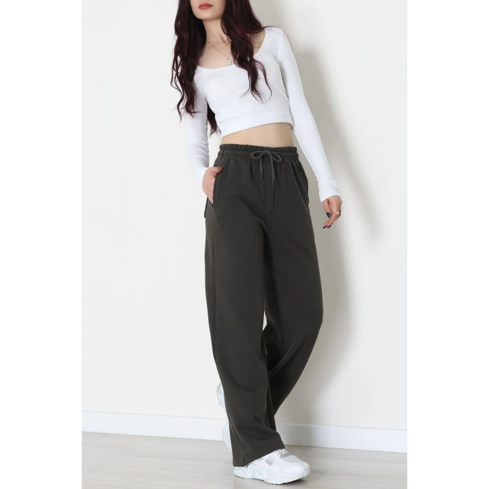 3 İplik Şardonlu Paça Stoperli Eşofman Altı Haki - 52069.2113.