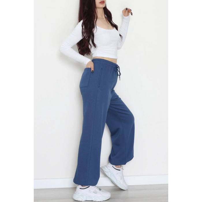 3 İplik Şardonlu Paça Stoperli Eşofman Altı İndigo - 52069.2113.