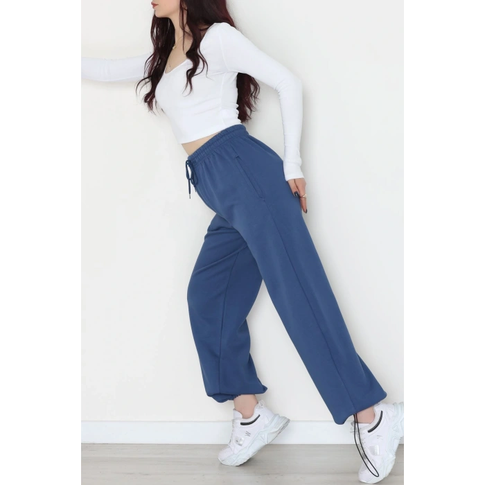 3 İplik Şardonlu Paça Stoperli Eşofman Altı İndigo - 52069.2113.