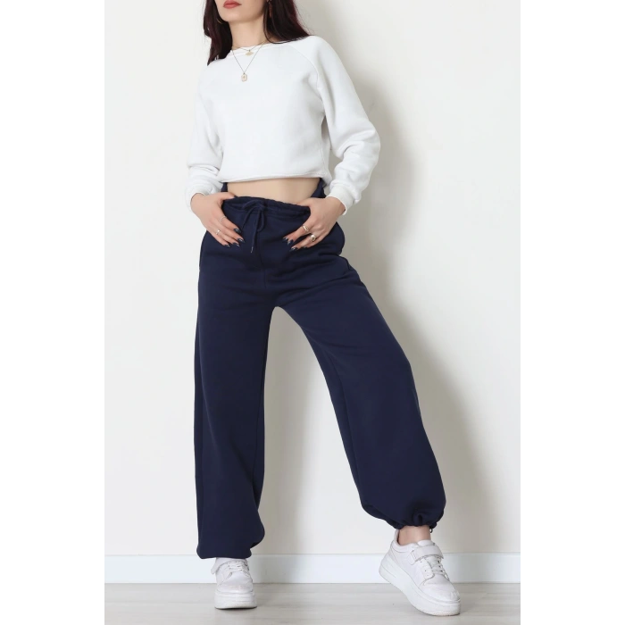 3 İplik Şardonlu Paça Stoperli Eşofman Altı Lacivert - 52069.2113.