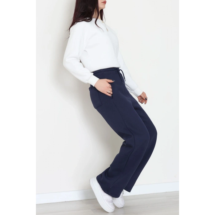 3 İplik Şardonlu Paça Stoperli Eşofman Altı Lacivert - 52069.2113.