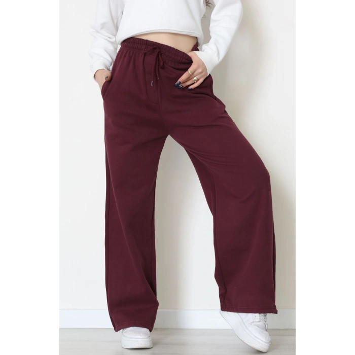 3 İplik Şardonlu Paça Stoperli Eşofman Altı Mürdüm - 52069.2113.