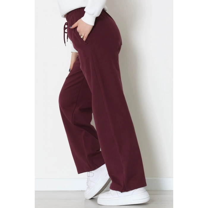 3 İplik Şardonlu Paça Stoperli Eşofman Altı Mürdüm - 52069.2113.