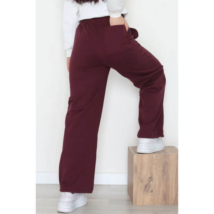 3 İplik Şardonlu Paça Stoperli Eşofman Altı Mürdüm - 52069.2113.