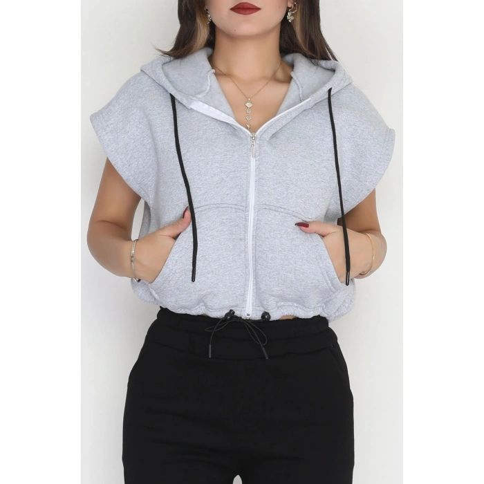 3 İplik Şardonlu Yelek Açıkgri - 42201.1857.