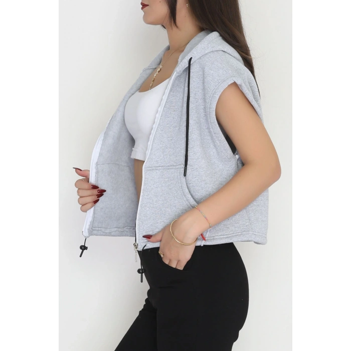 3 İplik Şardonlu Yelek Açıkgri - 42201.1857.