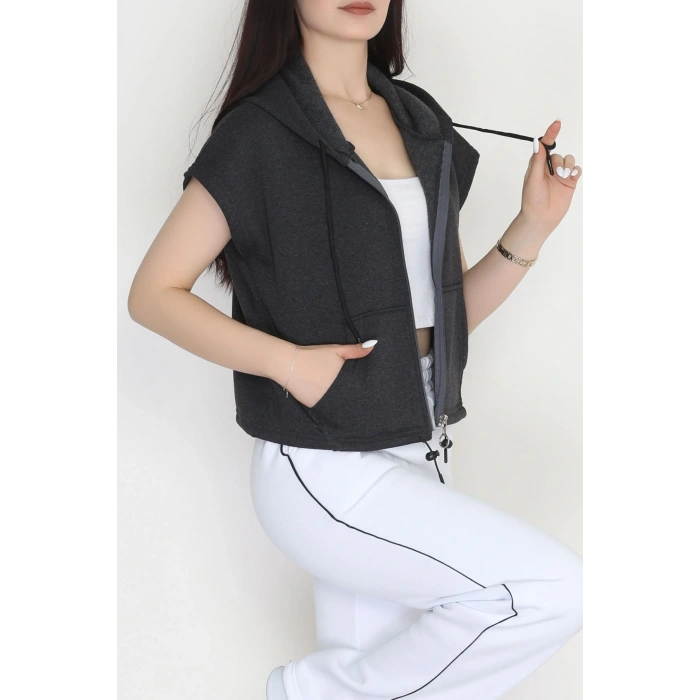 3 İplik Şardonlu Yelek Antrasit - 42201.1857.