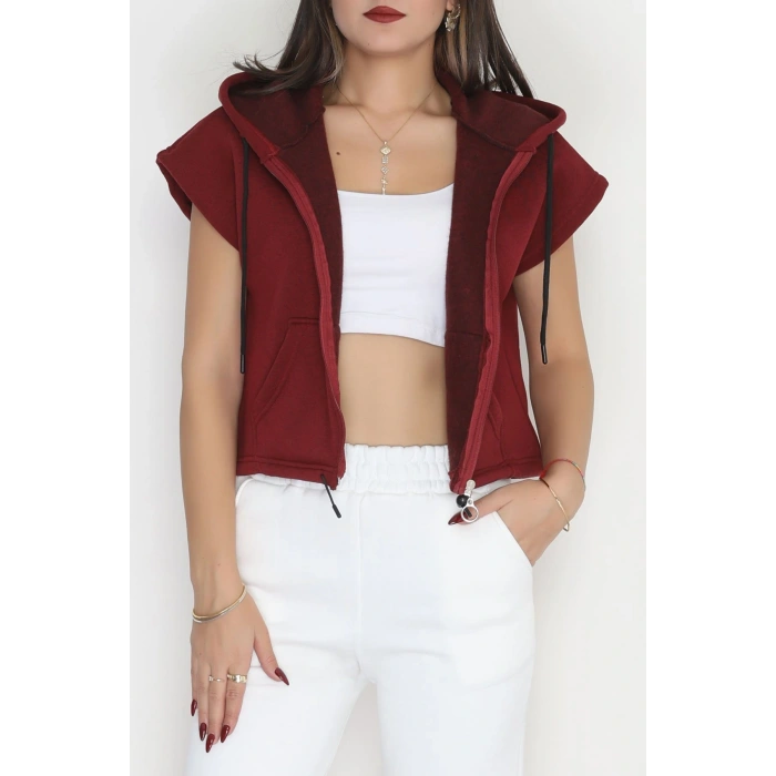 3 İplik Şardonlu Yelek Bordo - 42201.1857.