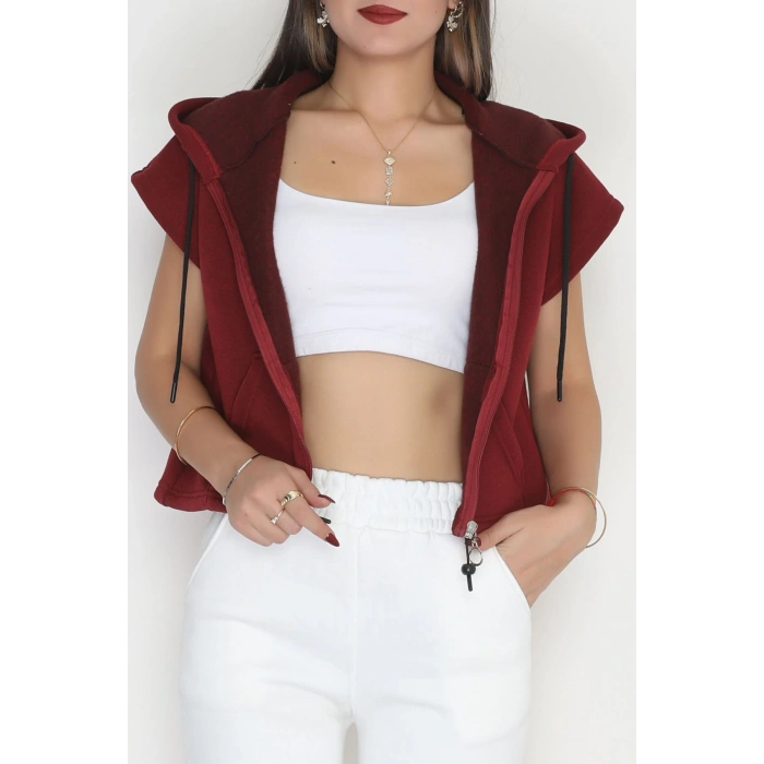 3 İplik Şardonlu Yelek Bordo - 42201.1857.