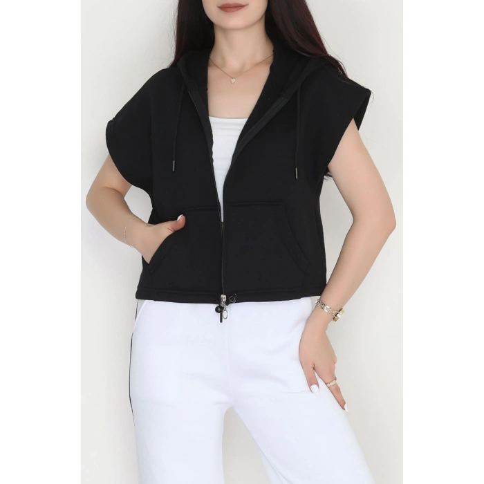 3 İplik Şardonlu Yelek Siyah - 42201.1857.