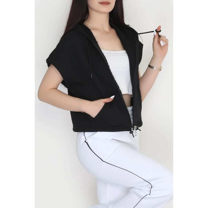 3 İplik Şardonlu Yelek Siyah - 42201.1857.