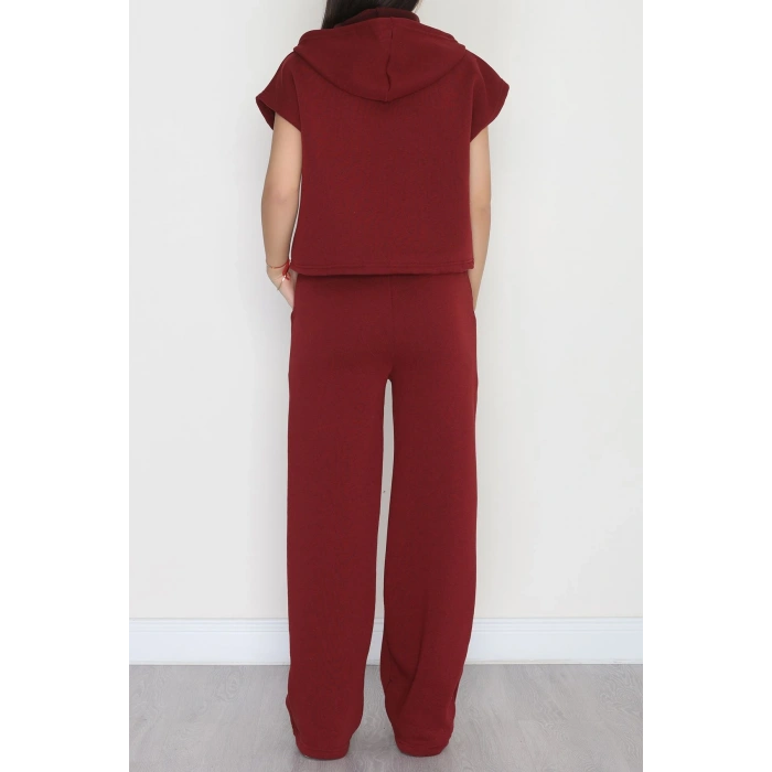 3 İplik Şardonlu Yelekli Takım Bordo - 42200.1857.