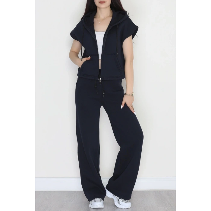 3 İplik Şardonlu Yelekli Takım Lacivert - 42200.1857.