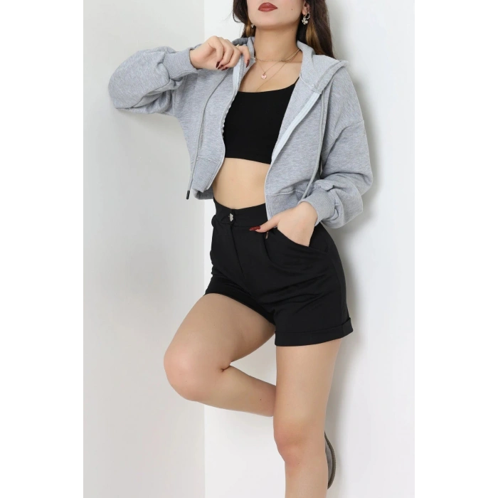 3 İplik Şardonsuz Balon Kol Crop Sweat Grimelanj - 80773.1878.