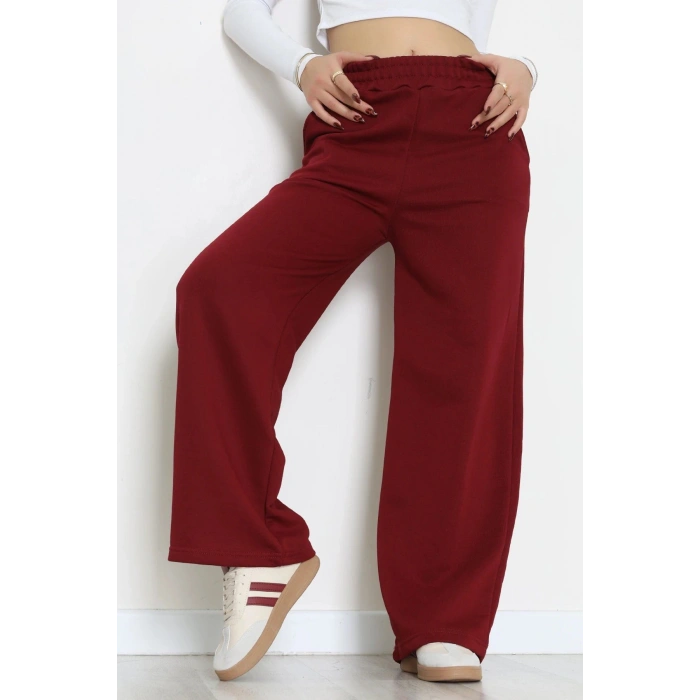 3 İplik Şardonsuz Bol Paça Model Eşofman Altı Bordo - 80808.1878.