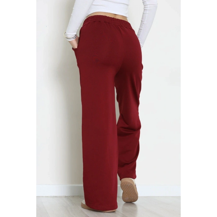 3 İplik Şardonsuz Bol Paça Model Eşofman Altı Bordo - 80808.1878.