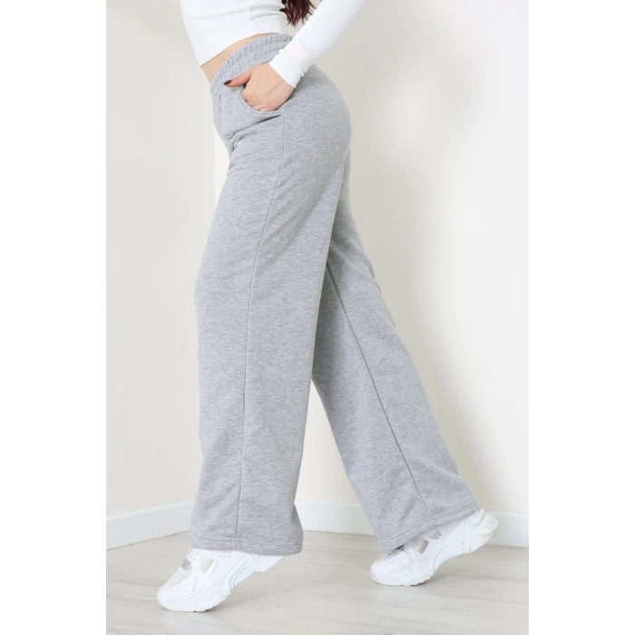 3 İplik Şardonsuz Bol Paça Model Eşofman Altı Koyugri - 80808.1878.