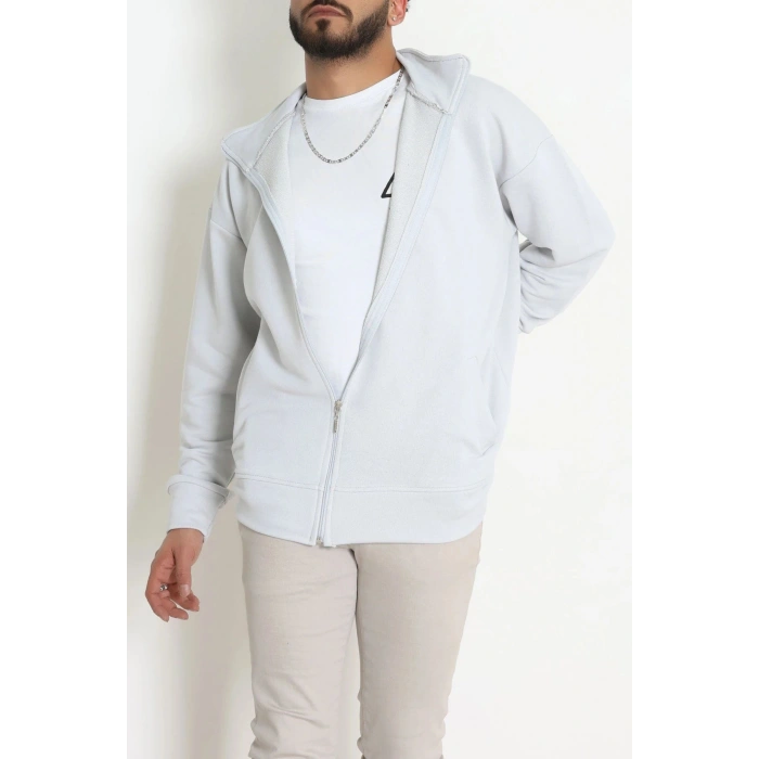 3 İplik Şardonsuz Dik Yaka Fermuarlı Erkek Sweat Boyalıgri - 42816.1878.