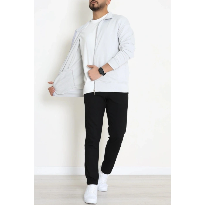 3 İplik Şardonsuz Erkek Cepli Dik Yaka Sweat Boyalıgri - 80776.1878.