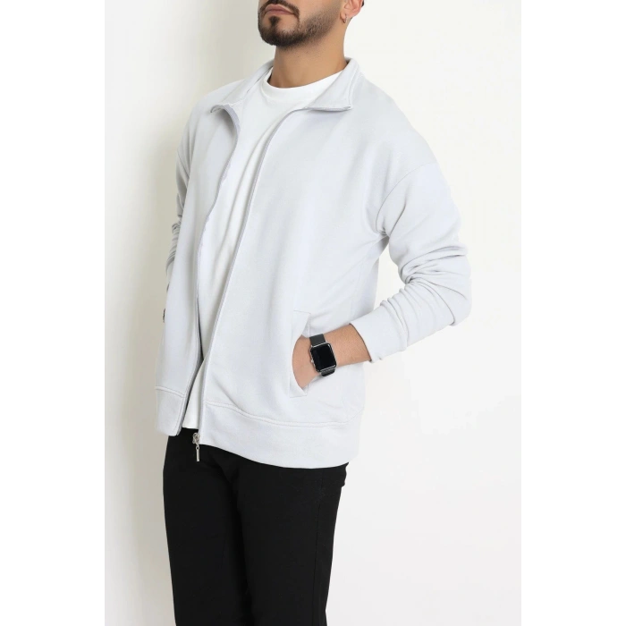 3 İplik Şardonsuz Erkek Cepli Dik Yaka Sweat Boyalıgri - 80776.1878.