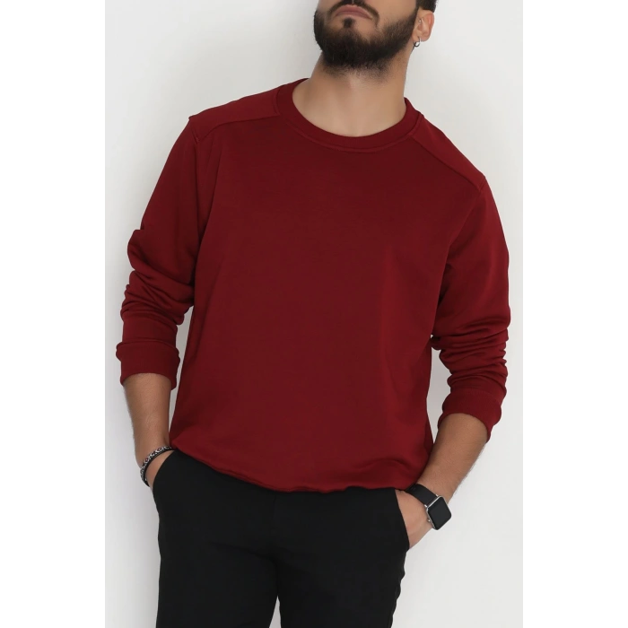3 İplik Şardonsuz Erkek Sweat Bordo - 42617.1878.