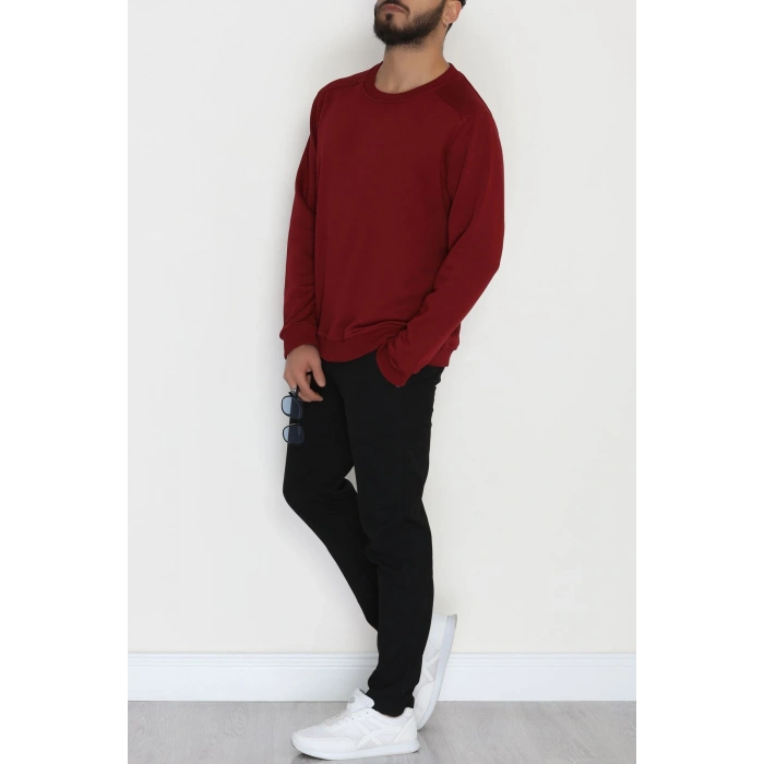 3 İplik Şardonsuz Erkek Sweat Bordo - 42617.1878.
