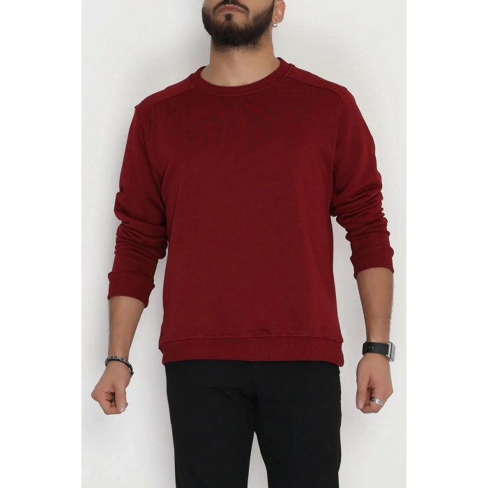 3 İplik Şardonsuz Erkek Sweat Bordo - 42617.1878.