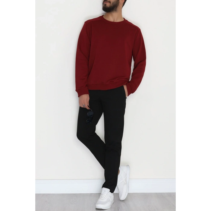 3 İplik Şardonsuz Erkek Sweat Bordo - 42617.1878.