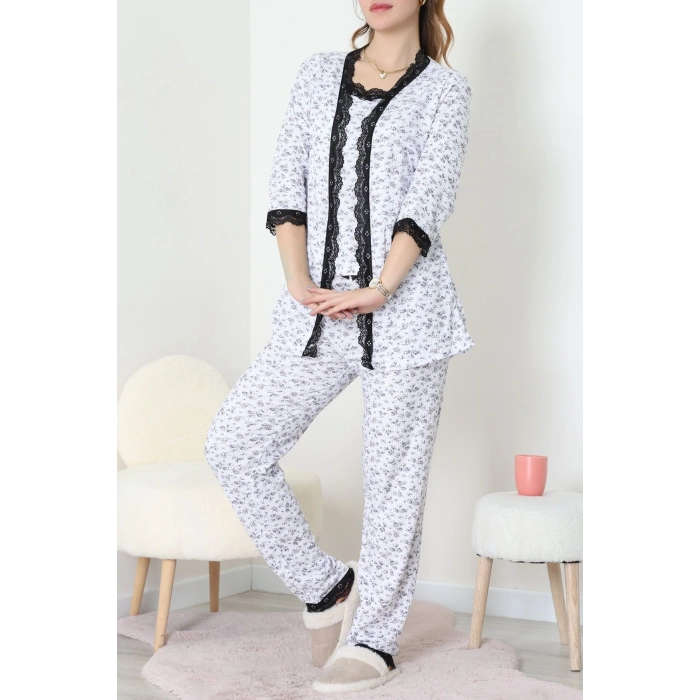 3Lü Pijama Seti Beyazçiçek - 52170.2123.