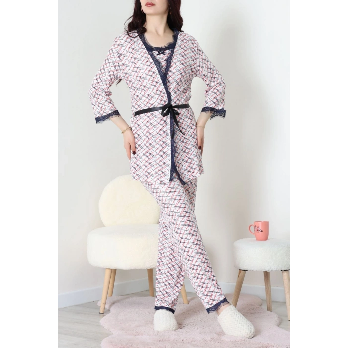 3Lü Pijama Seti Ekrukırmızı - 52170.2123.