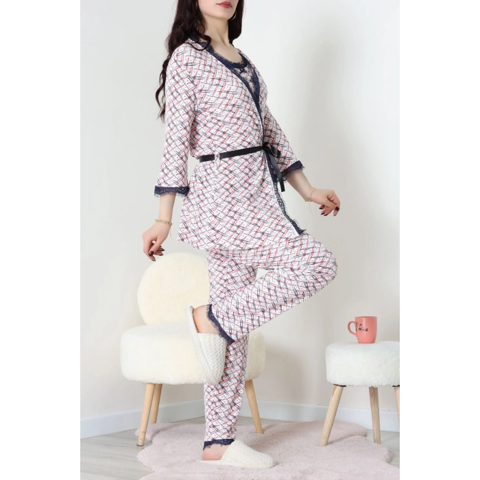 3Lü Pijama Seti Ekrukırmızı - 52170.2123.