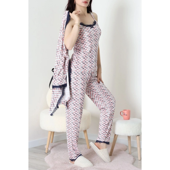 3Lü Pijama Seti Ekrukırmızı - 52170.2123.