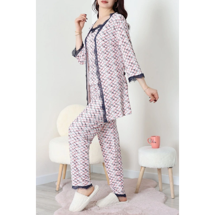 3Lü Pijama Seti Ekrukırmızı - 52170.2123.
