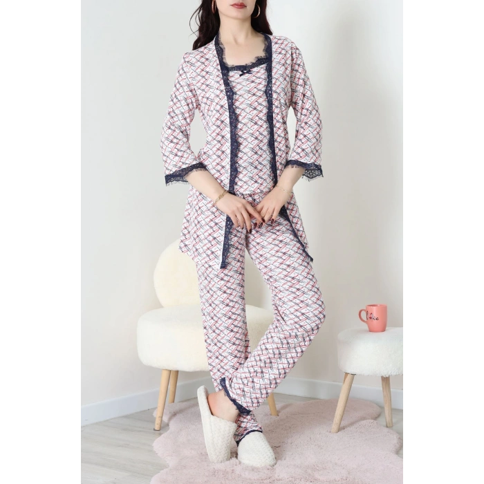 3Lü Pijama Seti Ekrukırmızı - 52170.2123.