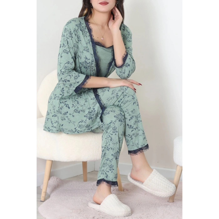 3Lü Pijama Seti Yeşil - 52170.2123.
