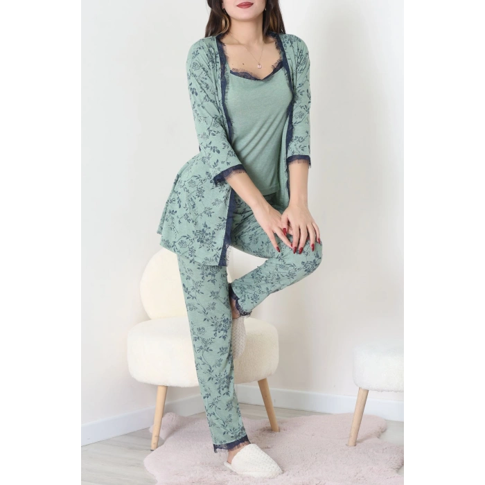 3Lü Pijama Seti Yeşil - 52170.2123.