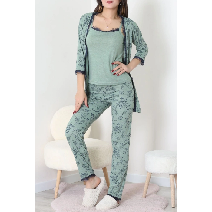 3Lü Pijama Seti Yeşil - 52170.2123.