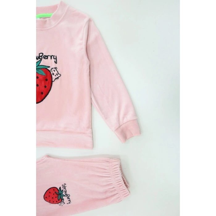 4-10 Yaş Fransız Kadife Likralı İkili Takım Pudra - 52132.1776.