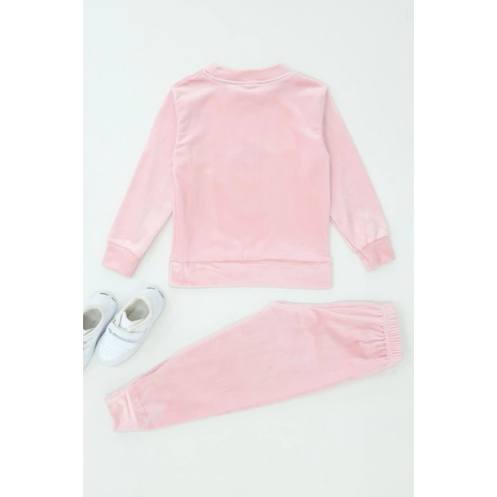 4-10 Yaş Fransız Kadife Likralı İkili Takım Pudra - 52132.1776.