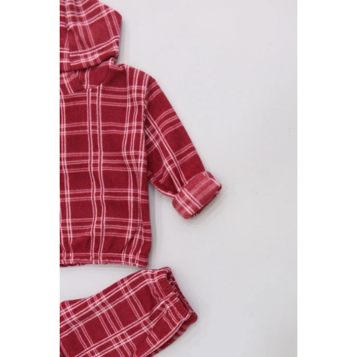 4-10 Yaş Polar Kapşonlu İkili Takım Bordo - 52076.1776.