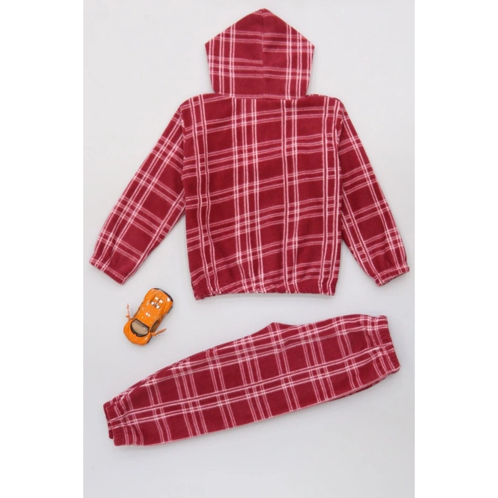 4-10 Yaş Polar Kapşonlu İkili Takım Bordo - 52076.1776.