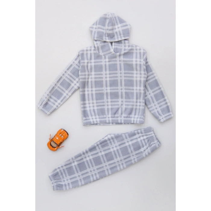 4-10 Yaş Polar Kapşonlu İkili Takım Gribeyaz - 52076.1776.
